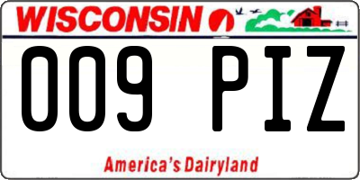 WI license plate 009PIZ