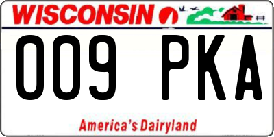 WI license plate 009PKA