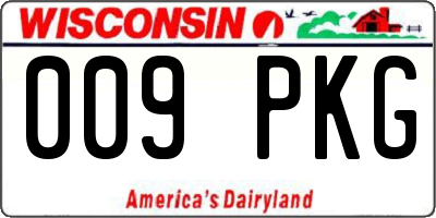 WI license plate 009PKG