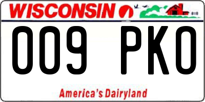 WI license plate 009PKO