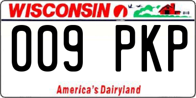 WI license plate 009PKP