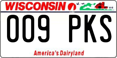 WI license plate 009PKS