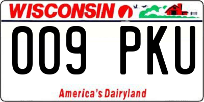 WI license plate 009PKU