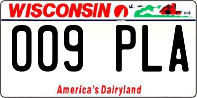WI license plate 009PLA