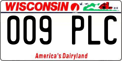 WI license plate 009PLC