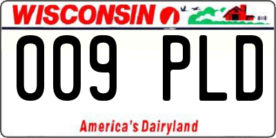 WI license plate 009PLD