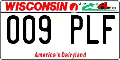 WI license plate 009PLF