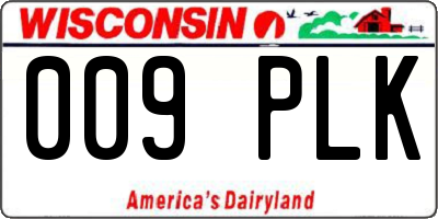 WI license plate 009PLK