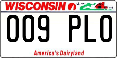 WI license plate 009PLO