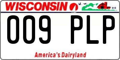WI license plate 009PLP