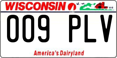 WI license plate 009PLV
