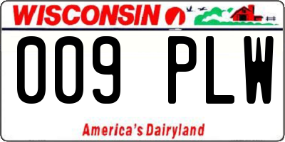 WI license plate 009PLW