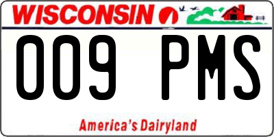 WI license plate 009PMS