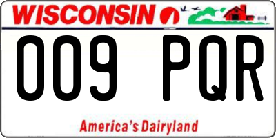WI license plate 009PQR