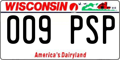 WI license plate 009PSP