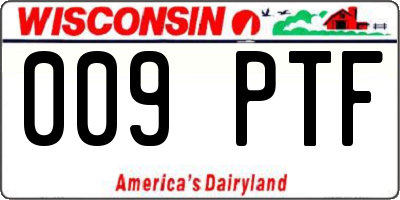 WI license plate 009PTF