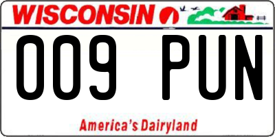 WI license plate 009PUN