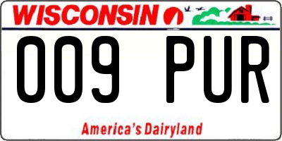 WI license plate 009PUR