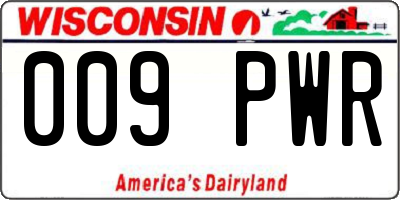 WI license plate 009PWR