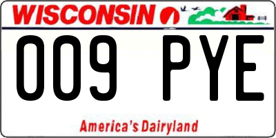 WI license plate 009PYE