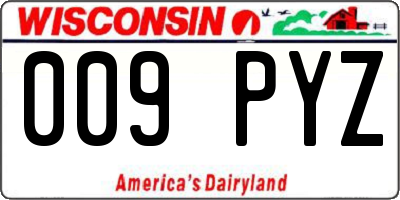WI license plate 009PYZ