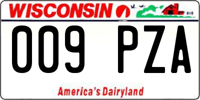 WI license plate 009PZA