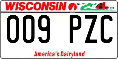 WI license plate 009PZC