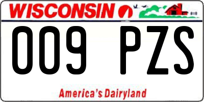 WI license plate 009PZS