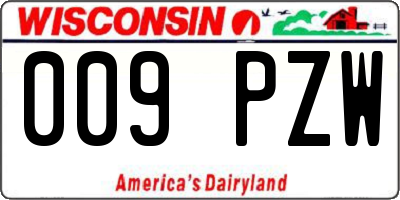 WI license plate 009PZW