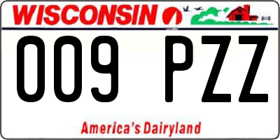 WI license plate 009PZZ