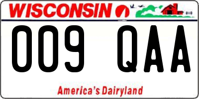 WI license plate 009QAA