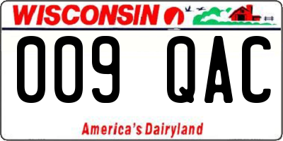 WI license plate 009QAC