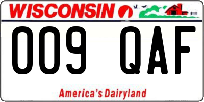 WI license plate 009QAF