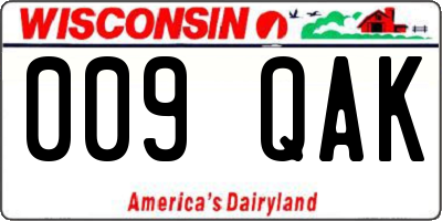WI license plate 009QAK