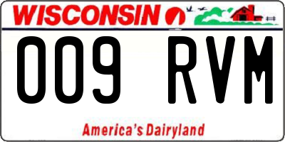 WI license plate 009RVM