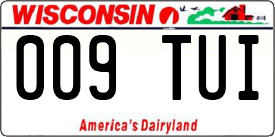 WI license plate 009TUI