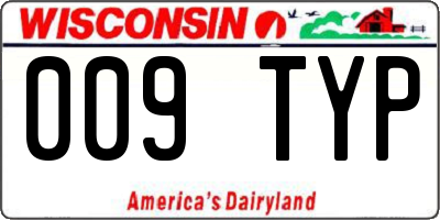 WI license plate 009TYP