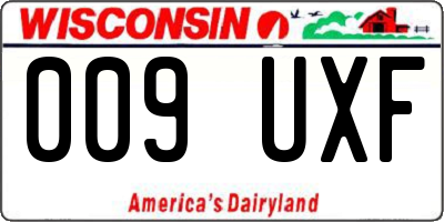 WI license plate 009UXF