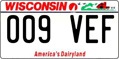 WI license plate 009VEF
