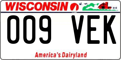 WI license plate 009VEK
