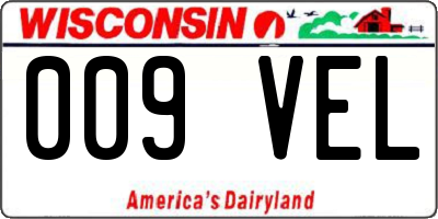WI license plate 009VEL