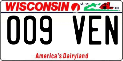 WI license plate 009VEN