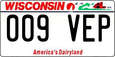 WI license plate 009VEP