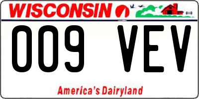 WI license plate 009VEV