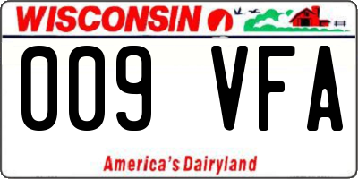 WI license plate 009VFA