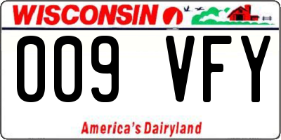 WI license plate 009VFY