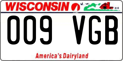 WI license plate 009VGB