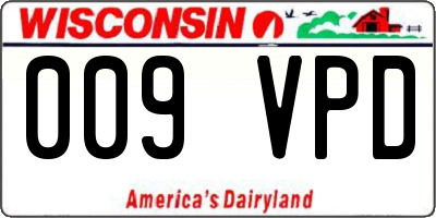 WI license plate 009VPD