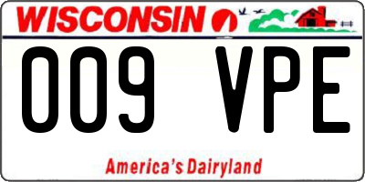 WI license plate 009VPE