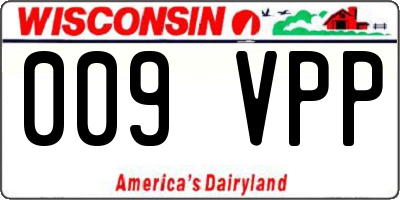 WI license plate 009VPP